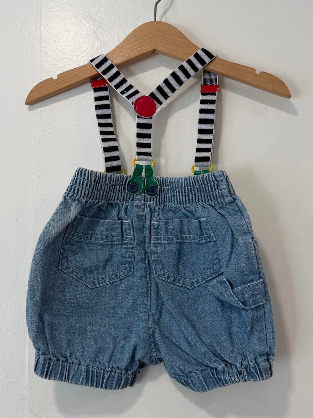 Vintage 1990s Gymboree Rainbow Tag “Down On The Farm” Cow Denim Bubble Shortalls